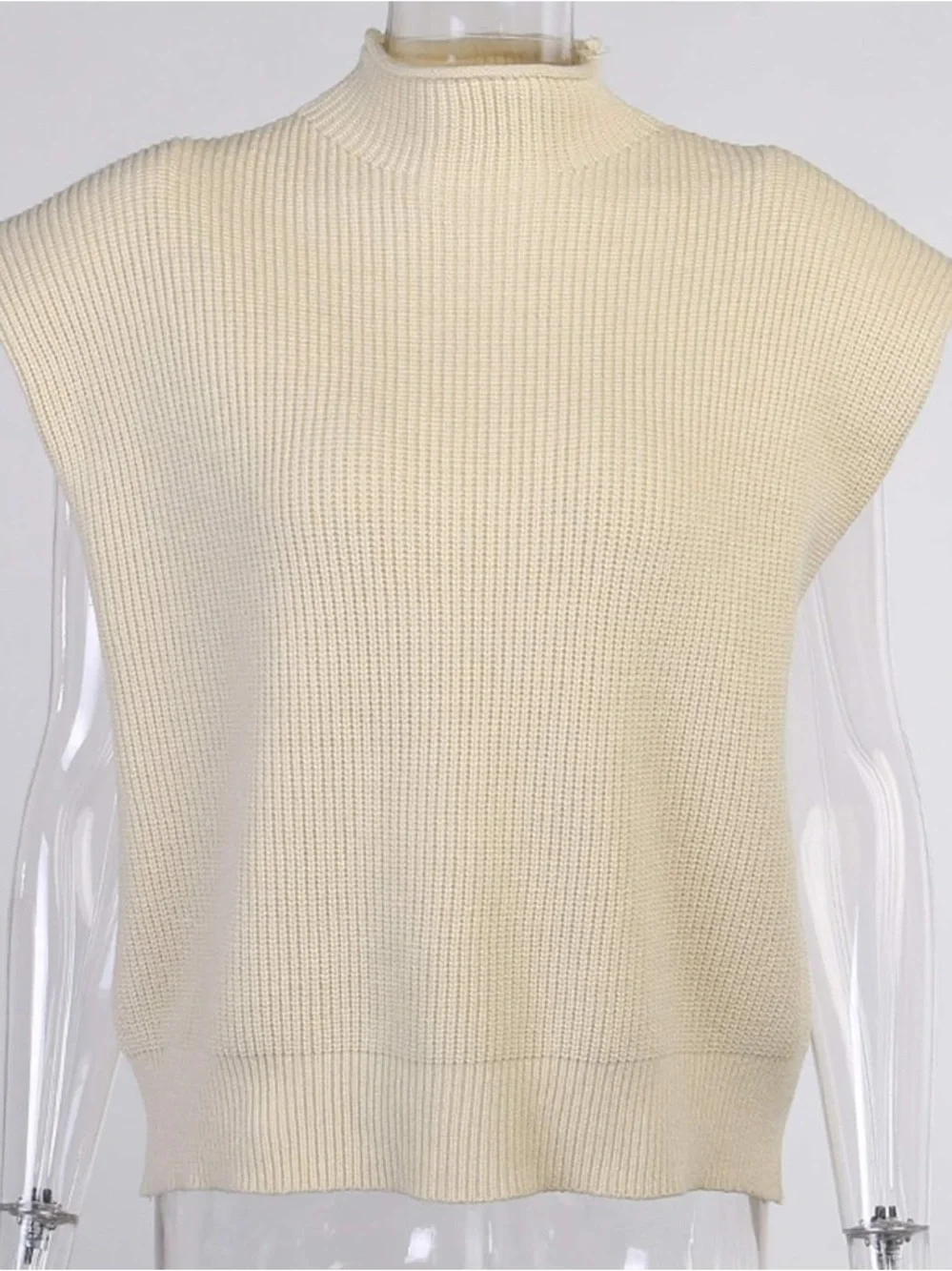 *NWOT* Knit Sleeveless Turtleneck with Shoulder Pads - Picture 2 of 4